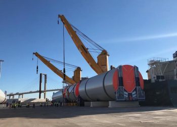 Tower sections of GE’s 12-MW offshore wind turbine shipped to prototype site