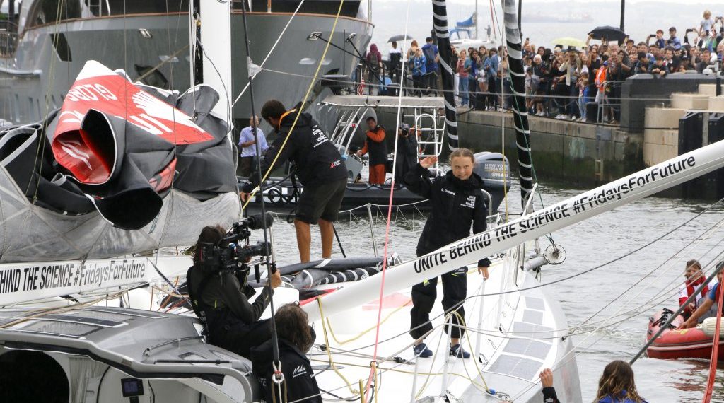 Sustainable Development Goals Fleet Greets Greta Thunberg in NYC Harbor
