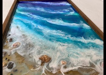 107 – Epoxy Resin Art – Step by Step Tutorial – Ocean, Beach, Sand & Movement