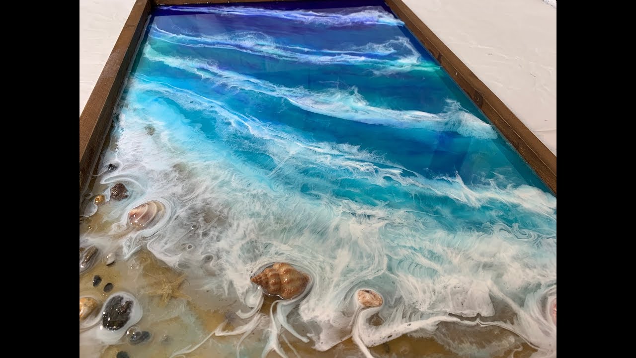 107 Epoxy Resin Art Step by Step Tutorial Ocean, Beach, Sand