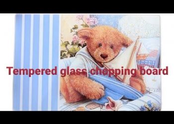 2 pcs Multifunctional  Tempered Glass Chopping Board Kit Surface, Blue Bear,Vivid Birds,Summer Sea